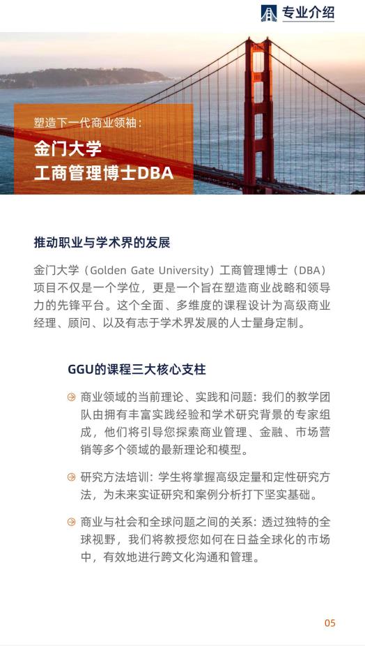 美國金門大學工商管理博士簡章-GGU DBA